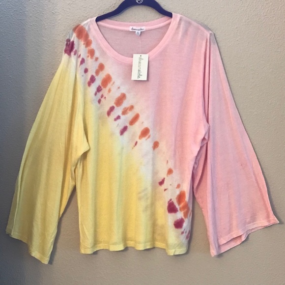 Dreamsicle Tops - NWT Large Pink & Yellow Long Sleeve Shirt